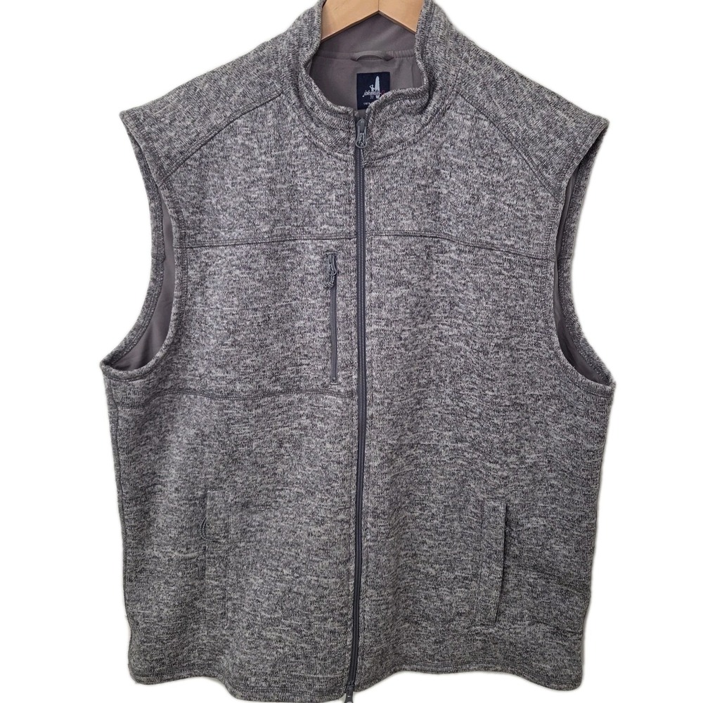 Johnnie-O Gray Marled Full Zip Vest Mens X-Large Performance Sweater Fleece